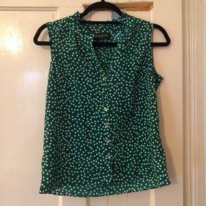 Jones New York Green Polka Dot Blouse